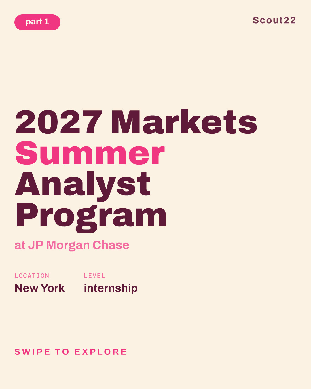 2027 Markets Summer Analyst Program at JP Morgan Chase