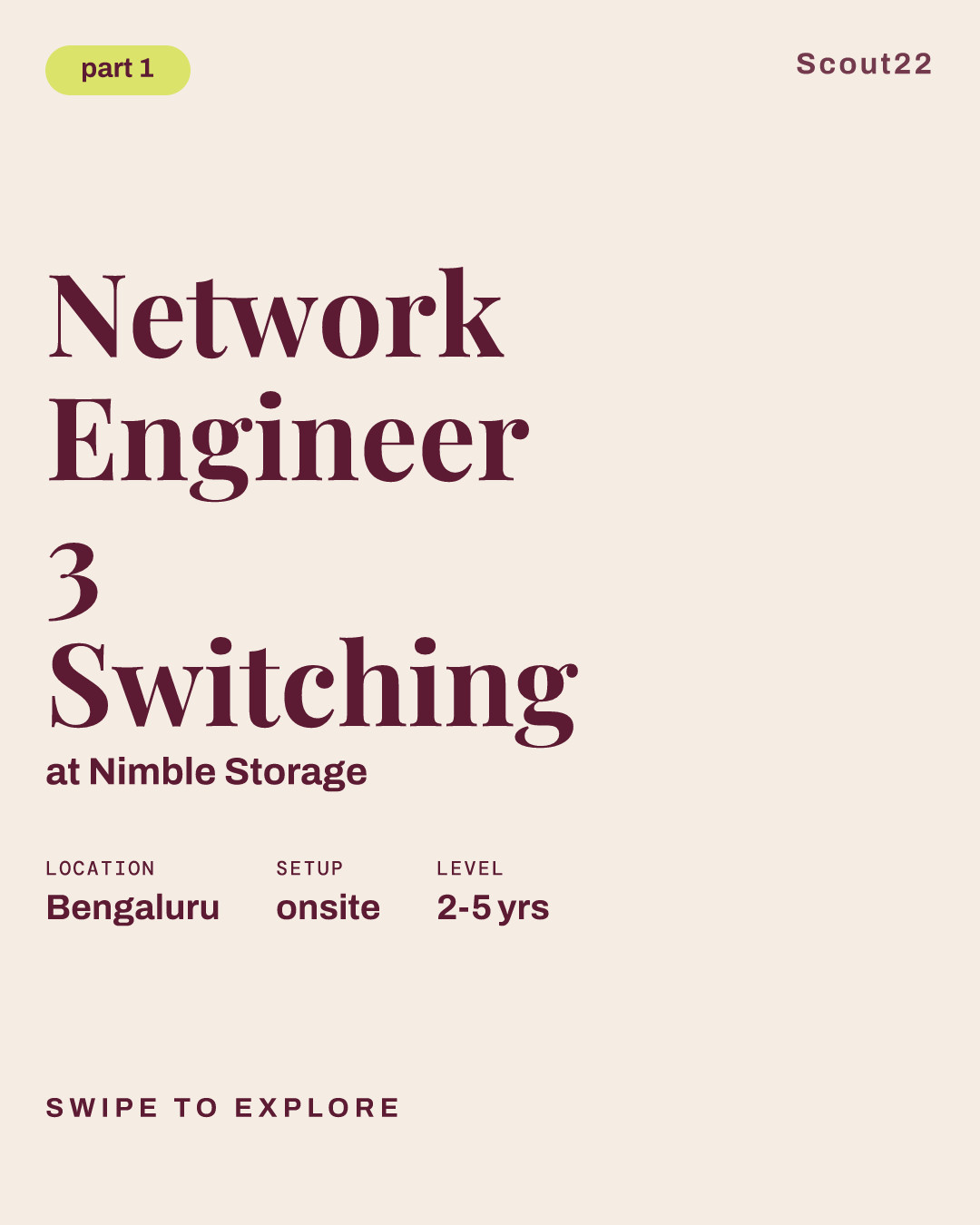 Network Engineer 3 Switching at Nimble Storage