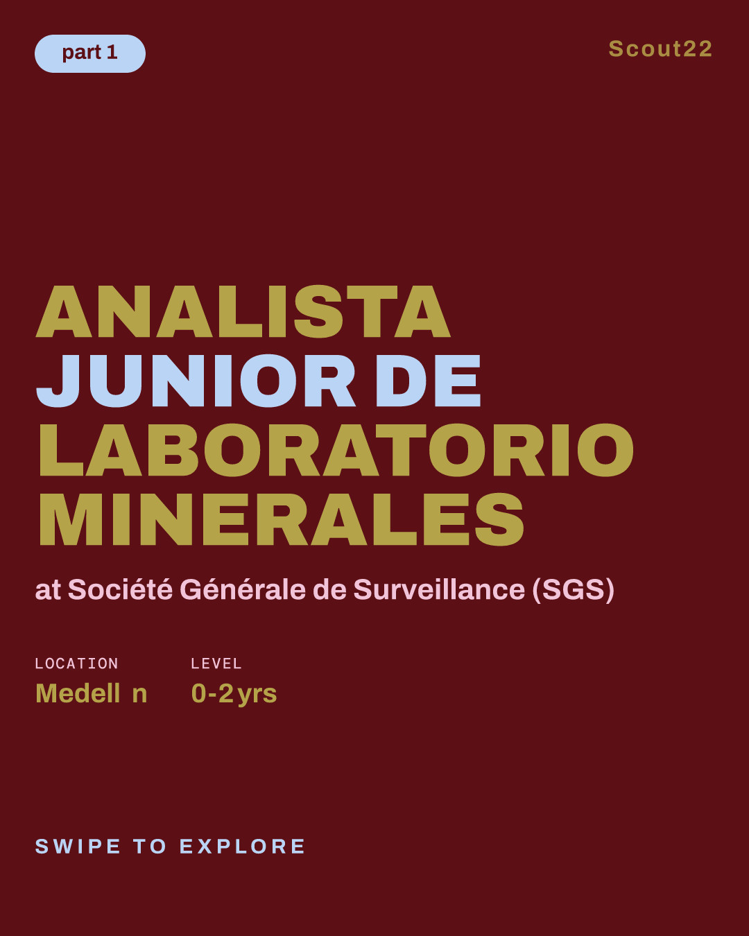 ANALISTA JUNIOR DE LABORATORIO MINERALES at Société Générale de Surveillance (SGS)