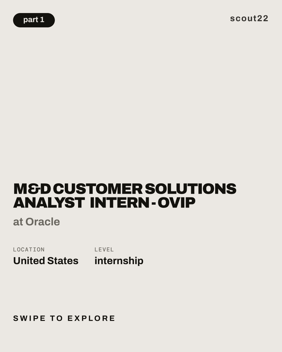 M&D Customer Solutions Analyst Intern - OVIP at Oracle