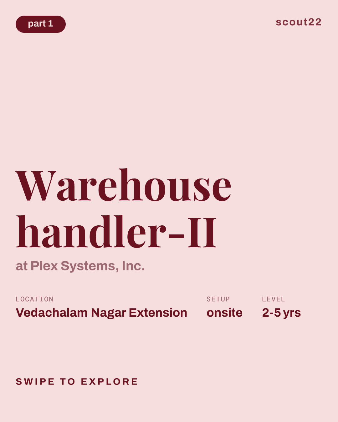 Warehouse handler-II at Plex Systems, Inc.