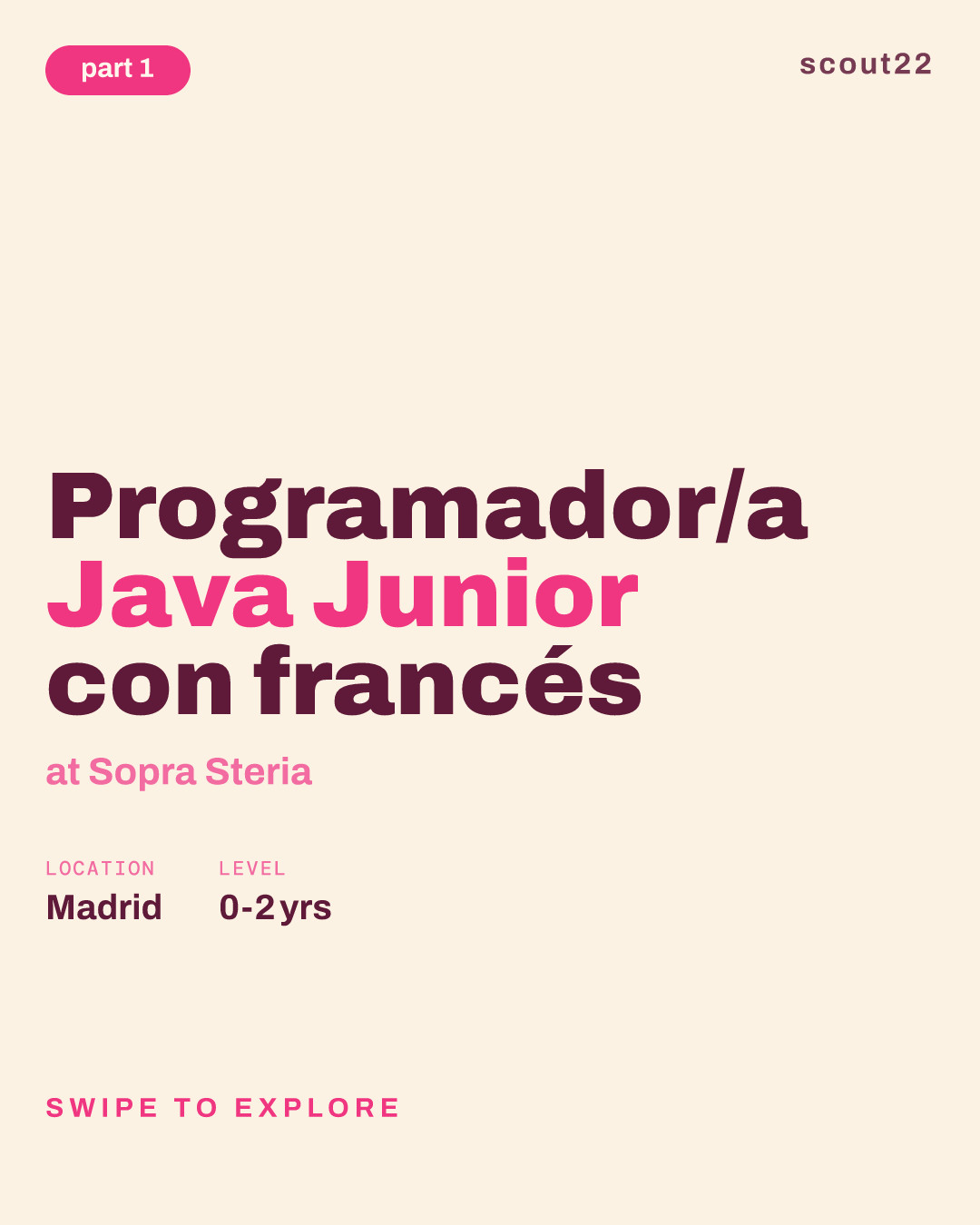 Programador/a Java Junior con francés at Sopra Steria