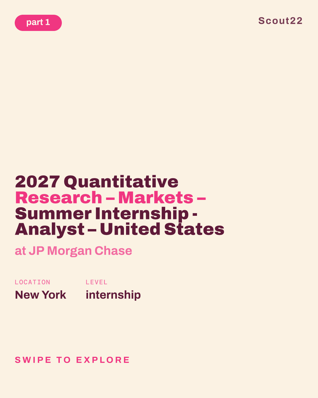 2027 Quantitative Research – Markets – Summer Internship - Analyst – United States at JP Morgan Chase