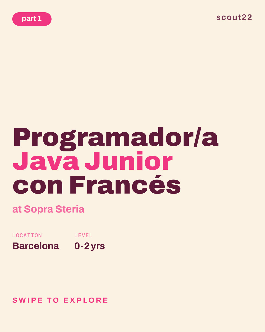 Programador/a Java Junior con Francés at Sopra Steria