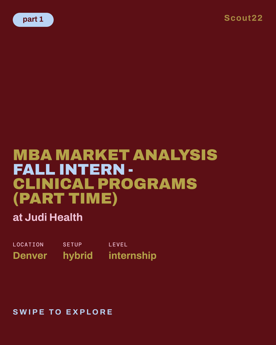 MBA Market Analysis Fall Intern - Clinical Programs (Part Time) at Judi Health