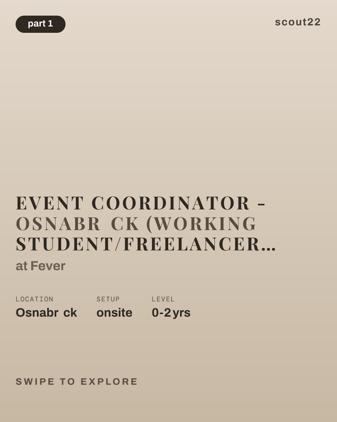 Event Coordinator - Osnabrück (Working Student/Freelancer Part-Time) at Fever