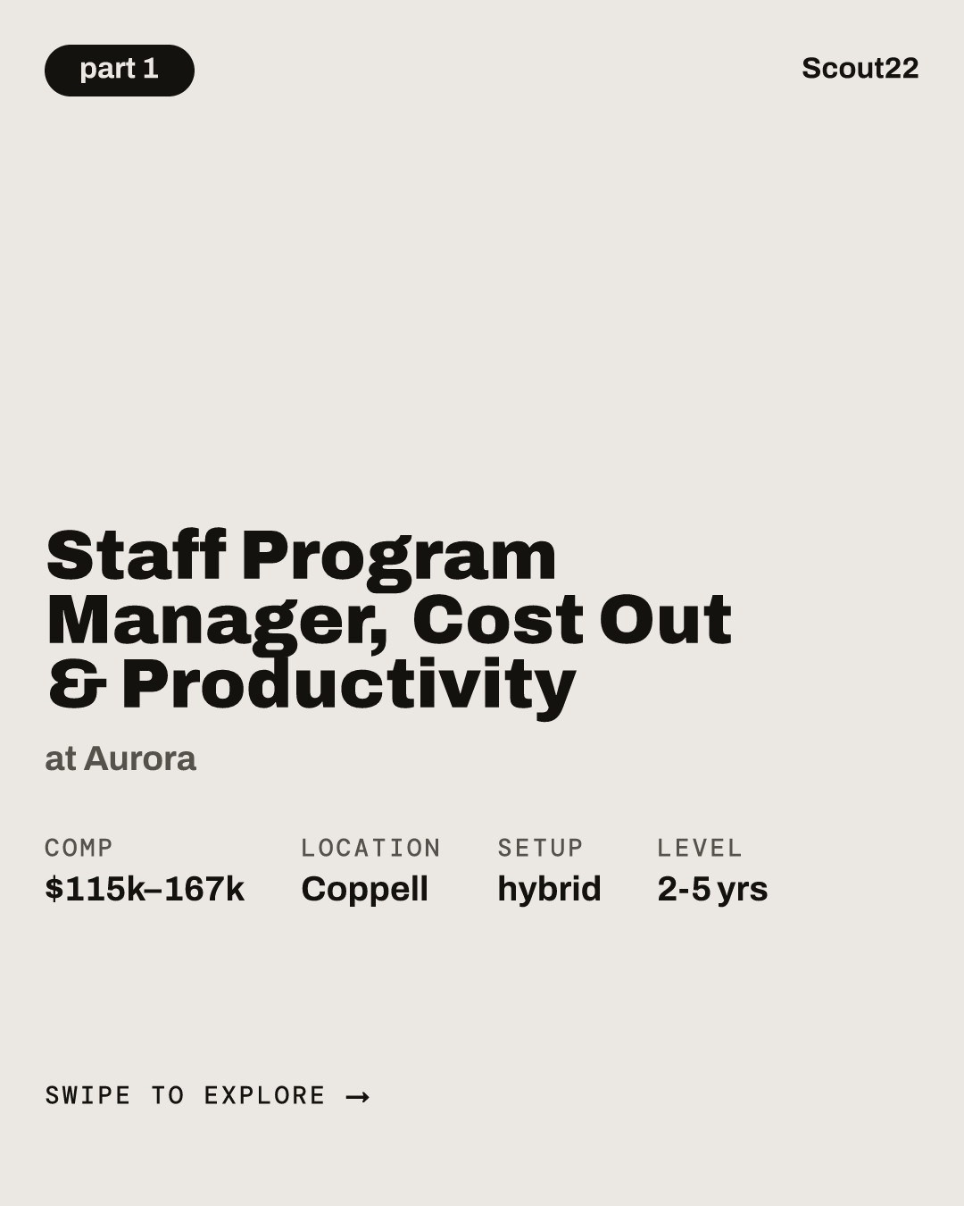 Staff Program Manager, Cost Out & Productivity at Aurora