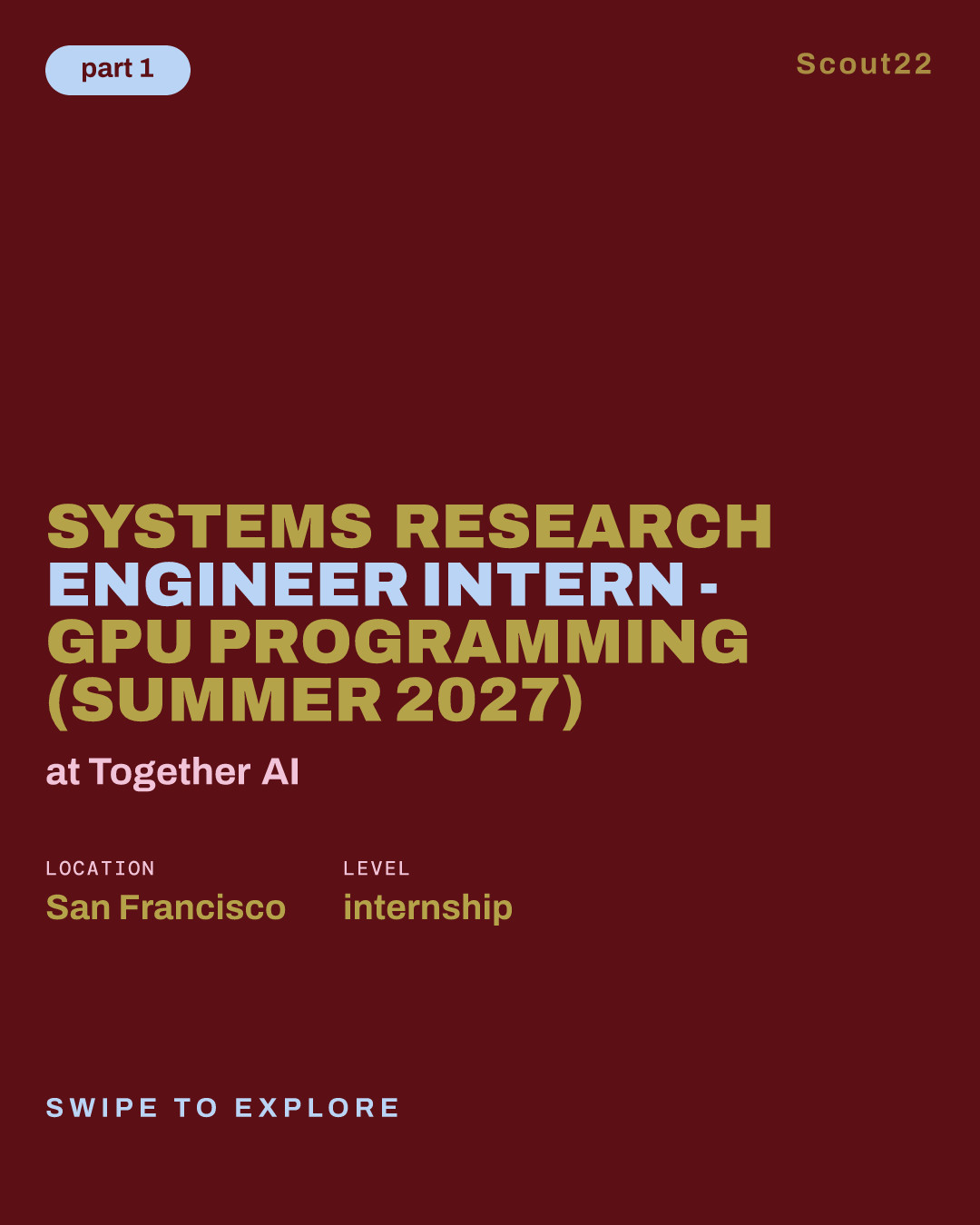 Systems Research Engineer Intern - GPU Programming (Summer 2027) at Together AI