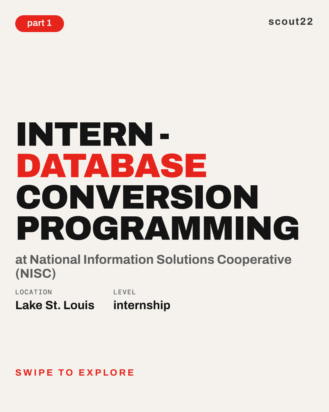 Intern - Database Conversion Programming at National Information Solutions Cooperative (NISC)