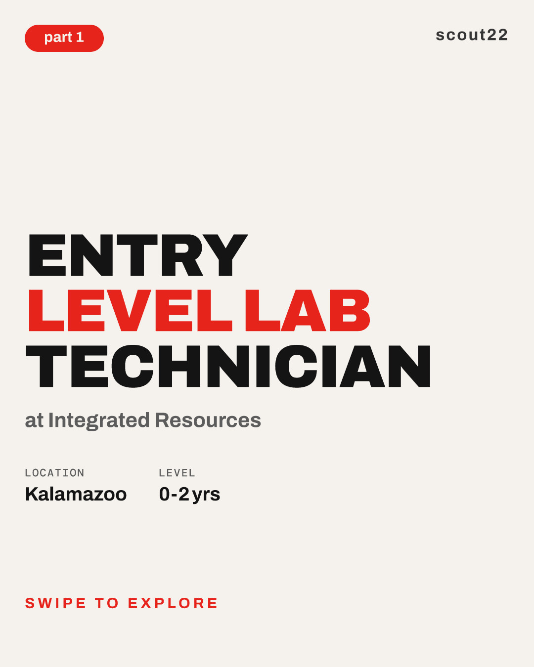 ENTRY LEVEL LAB Technician at Integrated Resources
