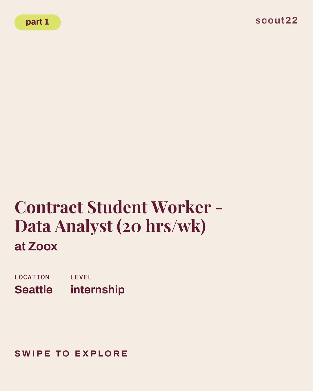 Contract Student Worker - Data Analyst (20 hrs/wk) at Zoox