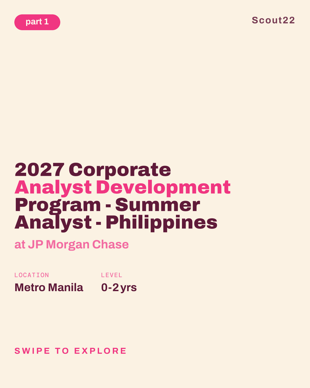 2027 Corporate Analyst Development Program - Summer Analyst - Philippines at JP Morgan Chase