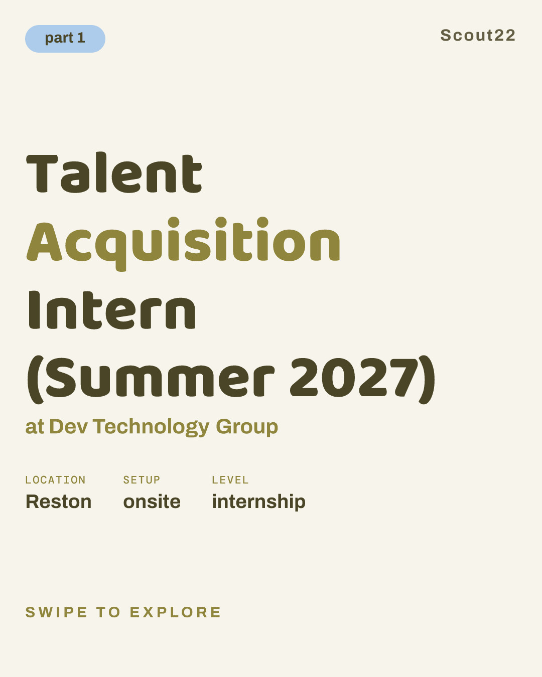 Talent Acquisition Intern (Summer 2027) at Dev Technology Group