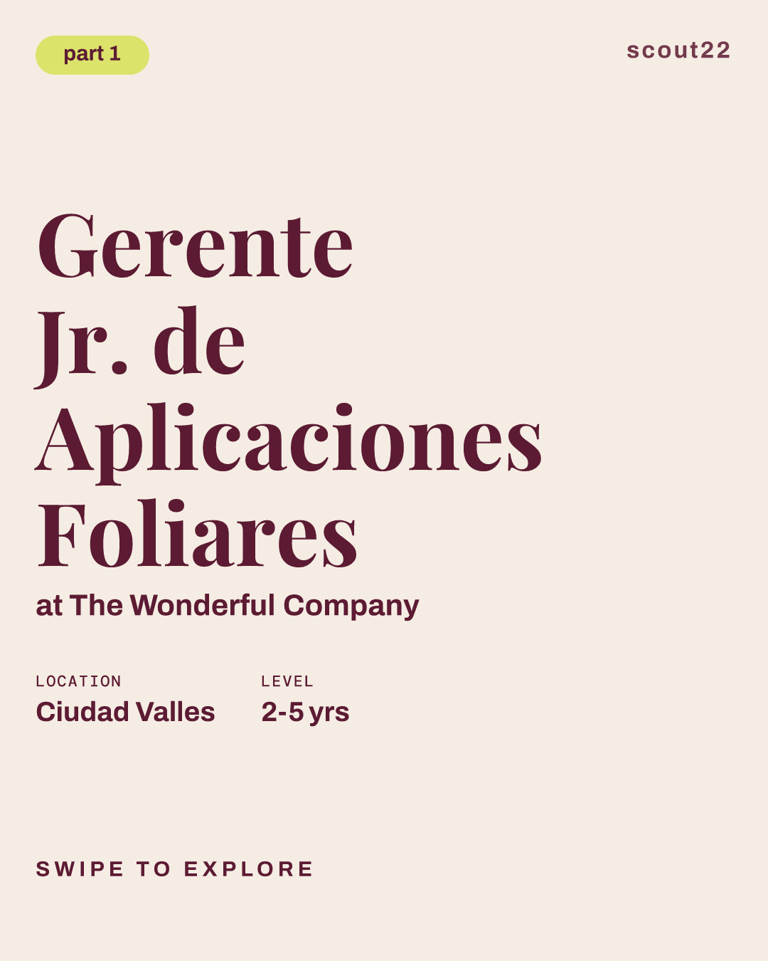 Gerente Jr. de Aplicaciones Foliares at The Wonderful Company