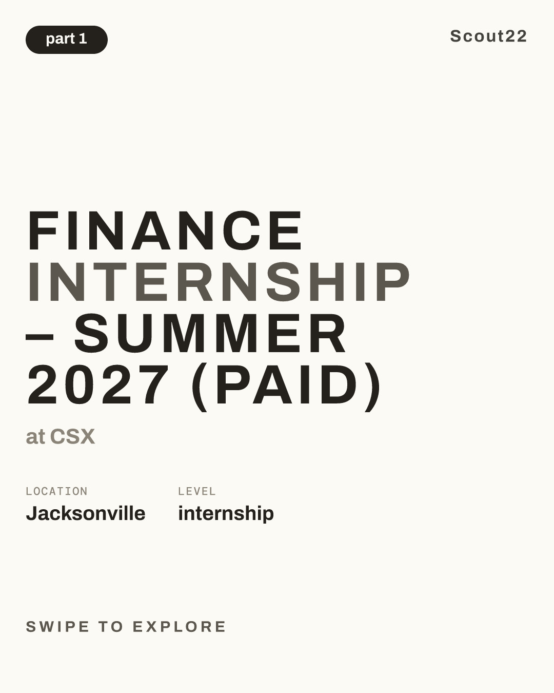 Finance Internship – Summer 2027 (Paid) at CSX