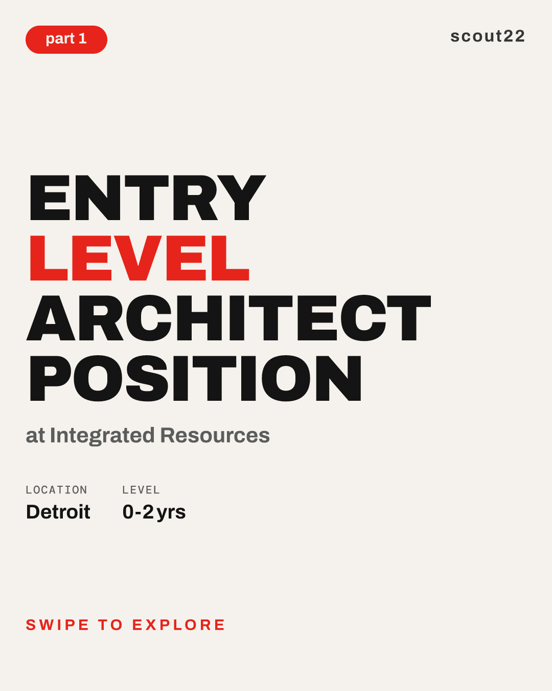 Entry Level Architect position at Integrated Resources