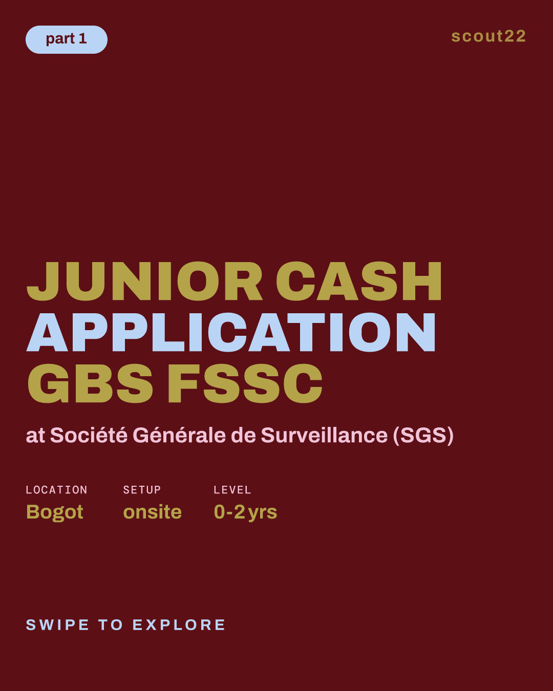 JUNIOR CASH APPLICATION GBS FSSC at Société Générale de Surveillance (SGS)