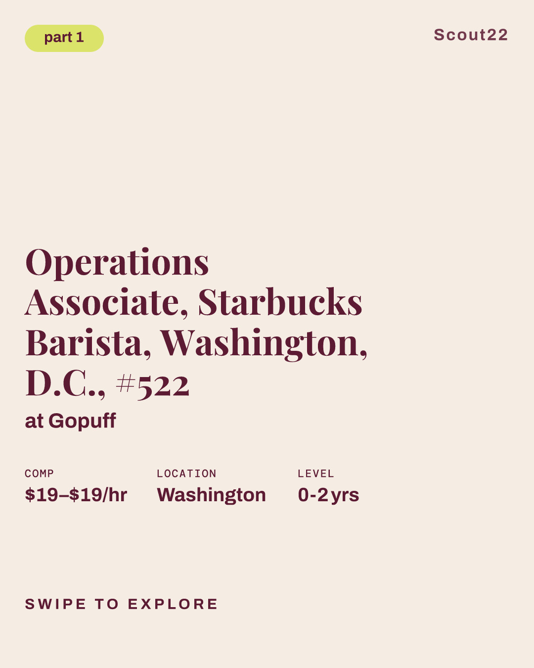 Operations Associate, Starbucks Barista, Washington, D.C., #522 at Gopuff