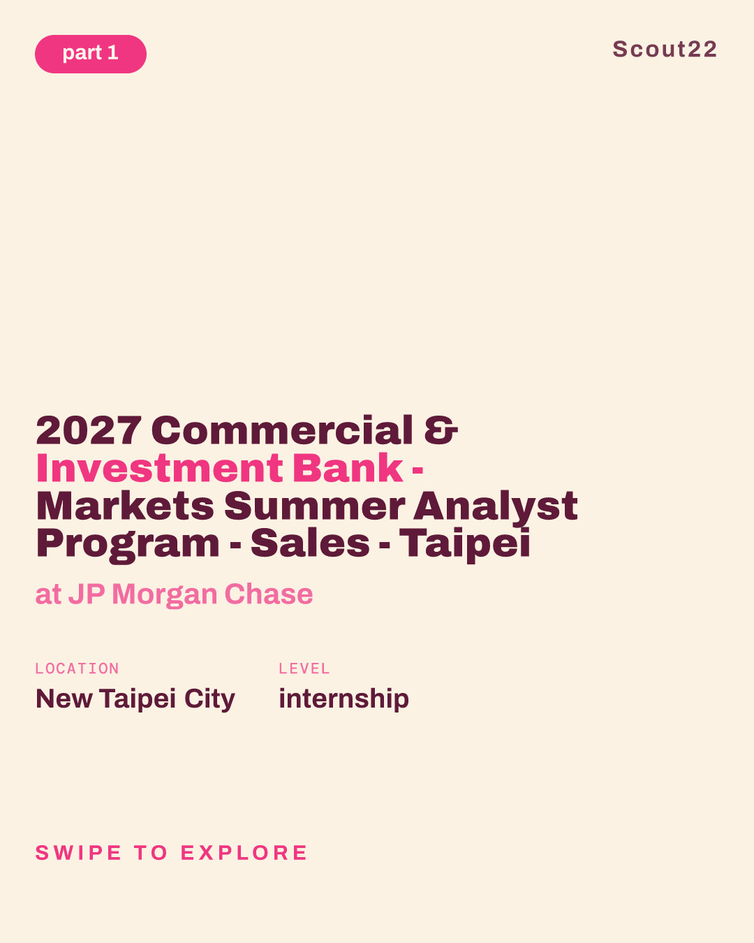 2027 Commercial & Investment Bank - Markets Summer Analyst Program - Sales - Taipei at JP Morgan Chase