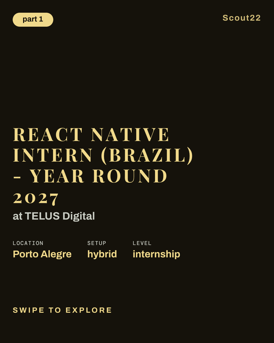 React Native Intern (Brazil) - Year Round 2027 at TELUS Digital
