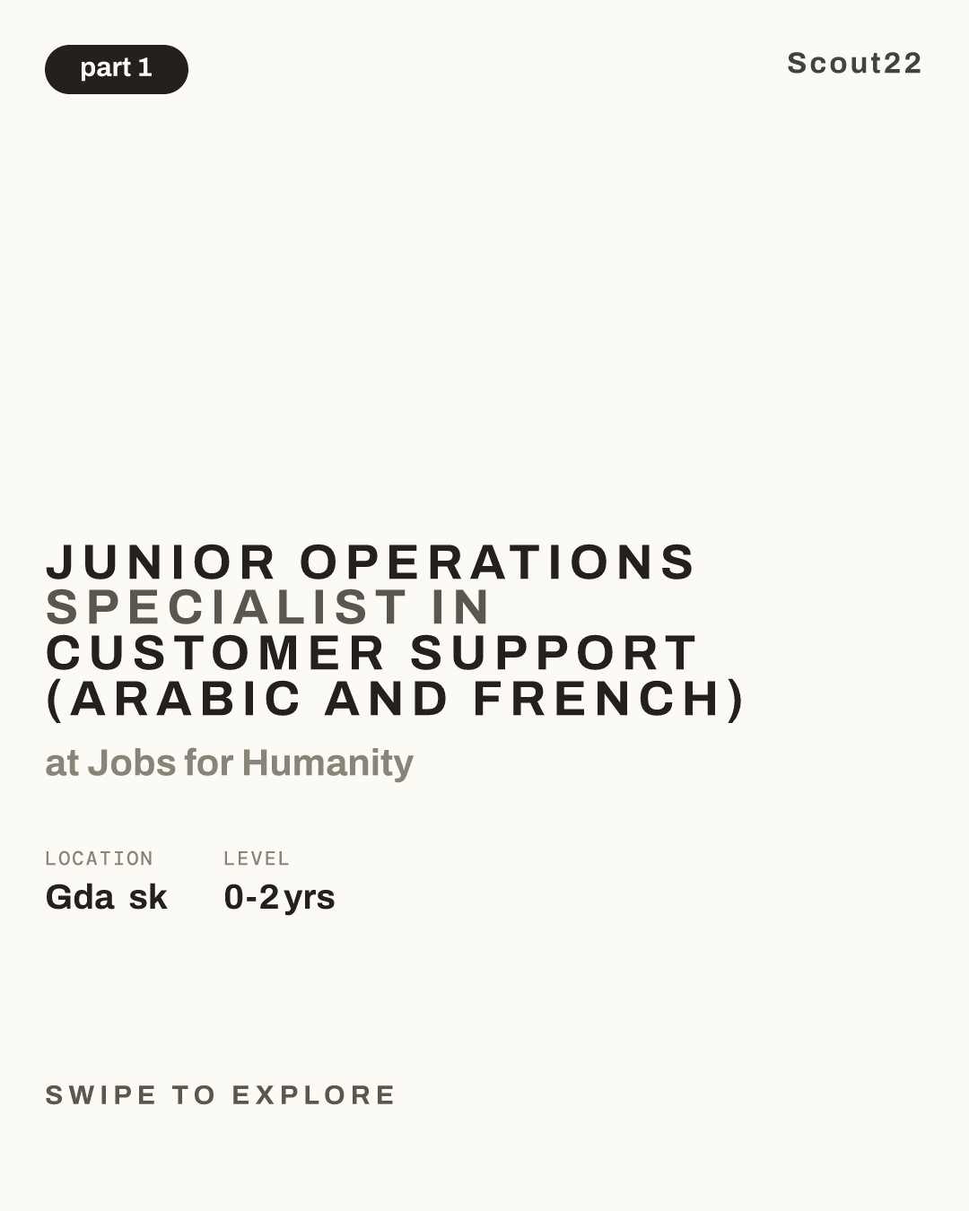 Junior Operations Specialist in Customer Support (Arabic and French) at Jobs for Humanity