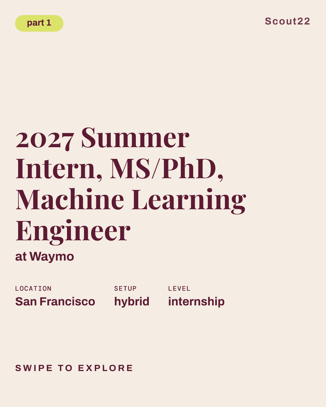 2027 Summer Intern, MS/PhD, Machine Learning Engineer at Waymo