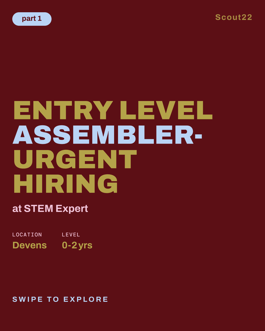 Entry Level Assembler- Urgent Hiring at STEM Expert