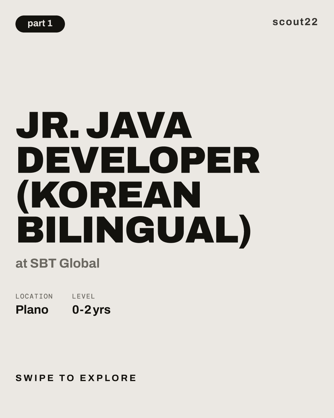 Jr. Java Developer (Korean Bilingual) at SBT Global