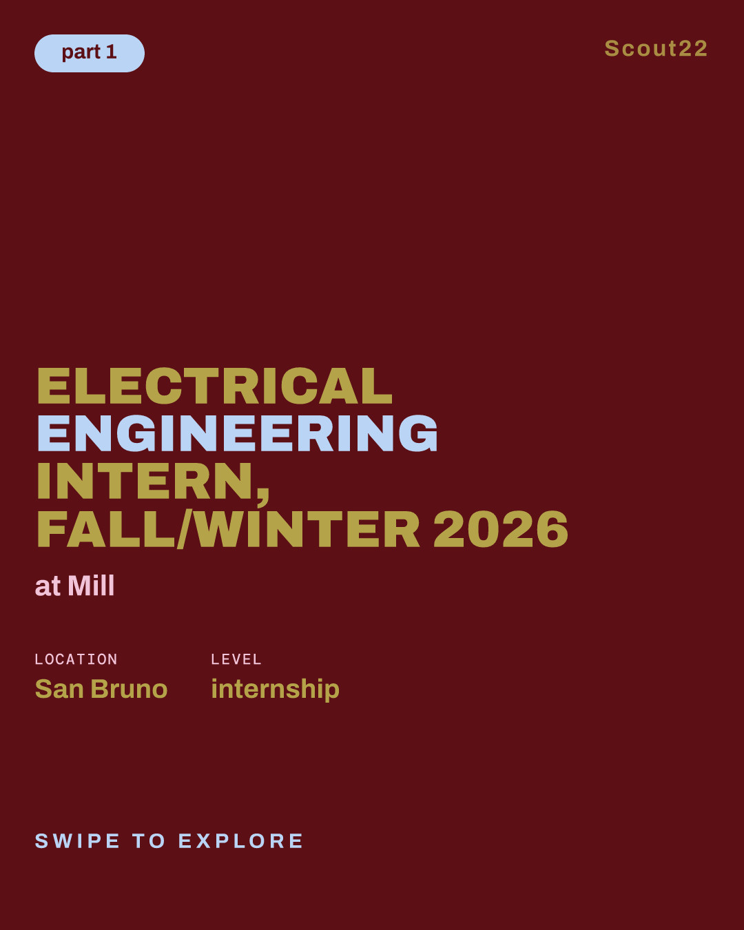 Electrical Engineering Intern, Fall/Winter 2026 at Mill