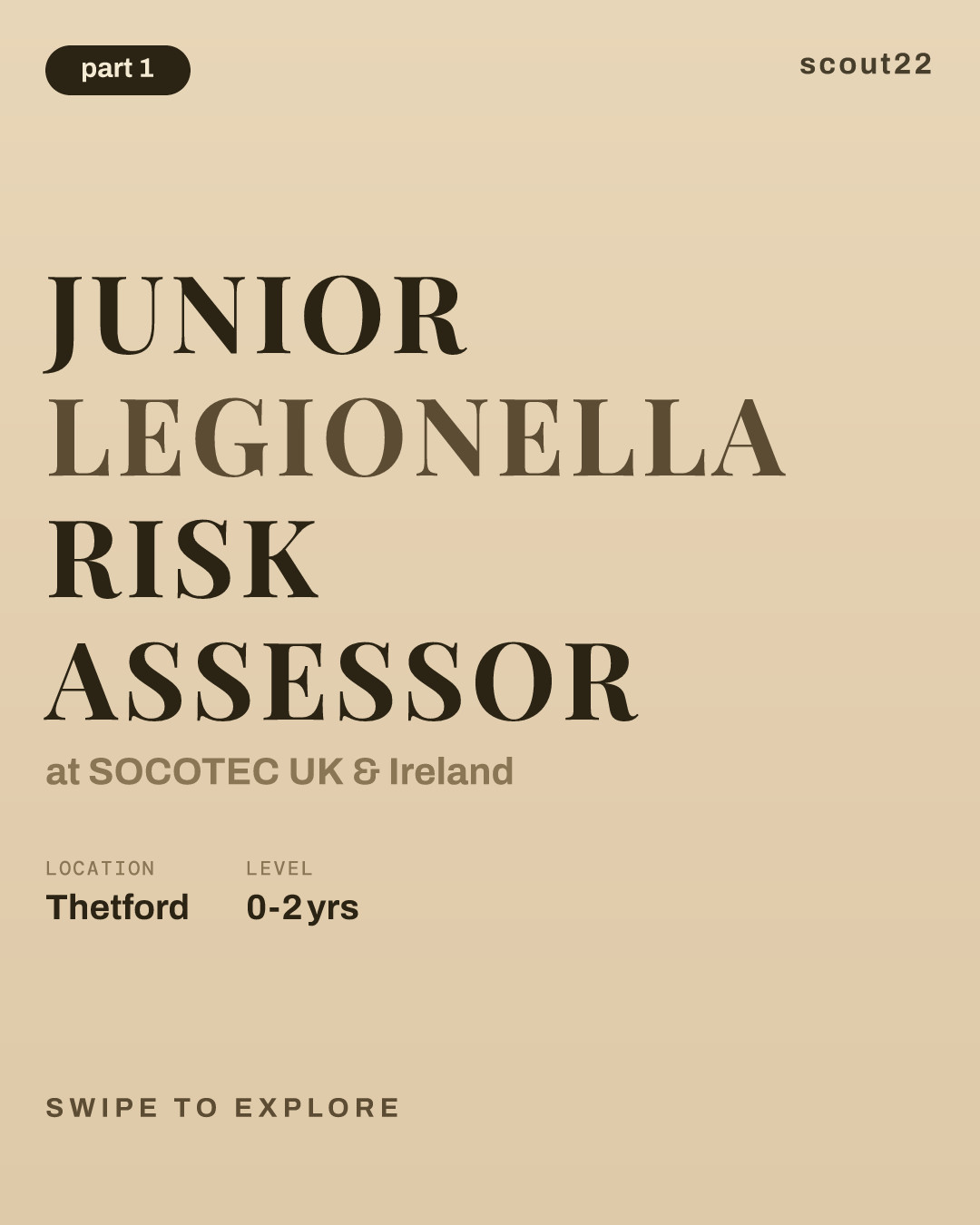 Junior Legionella Risk Assessor at SOCOTEC UK & Ireland