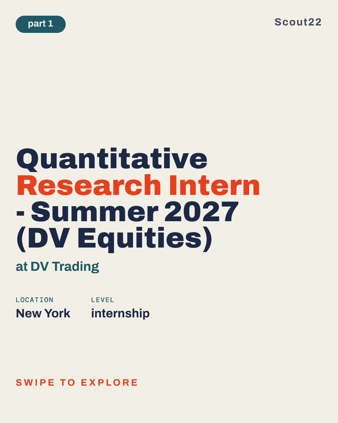 Quantitative Research Intern - Summer 2027 (DV Equities) at DV Trading