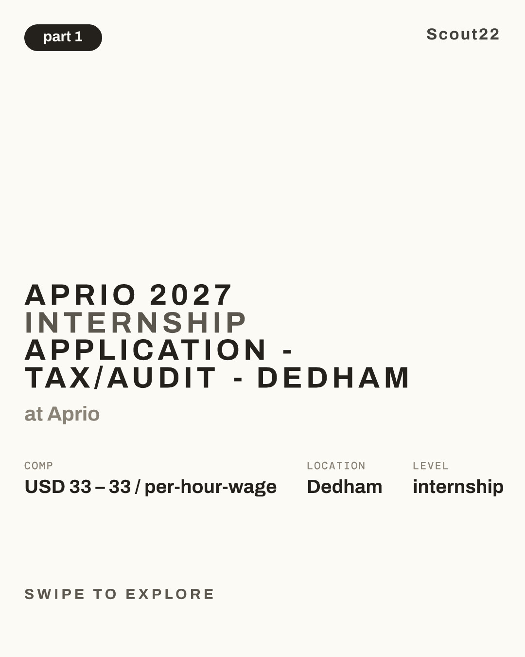 Aprio 2027 Internship Application - Tax/Audit - Dedham at Aprio