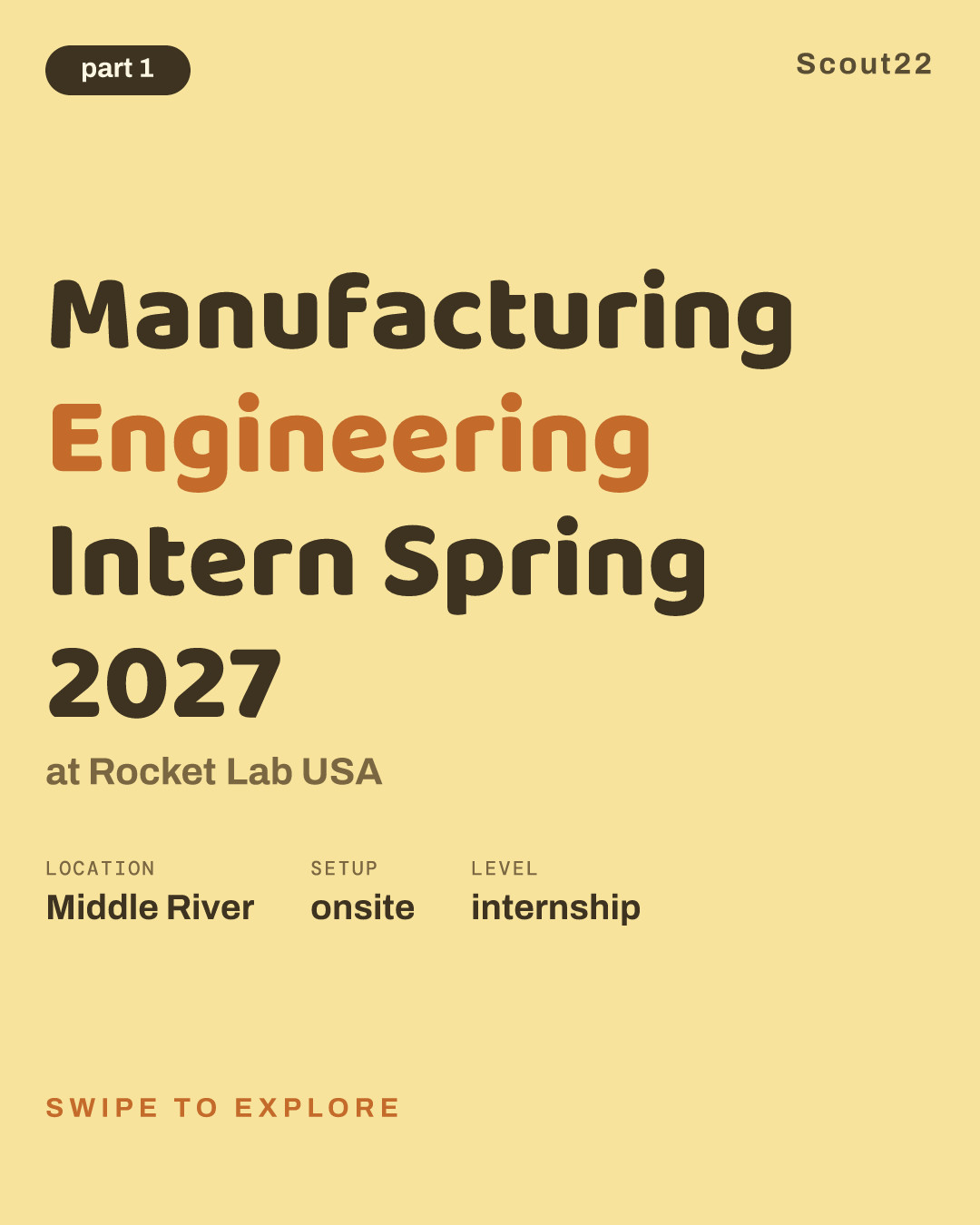 Manufacturing Engineering Intern Spring 2027 at Rocket Lab USA
