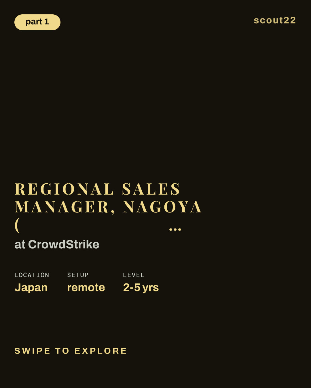 Regional Sales Manager, Nagoya (名古屋エンタープライズアカウント担当ハイタッチ営業) (Remote, JPN) at CrowdStrike