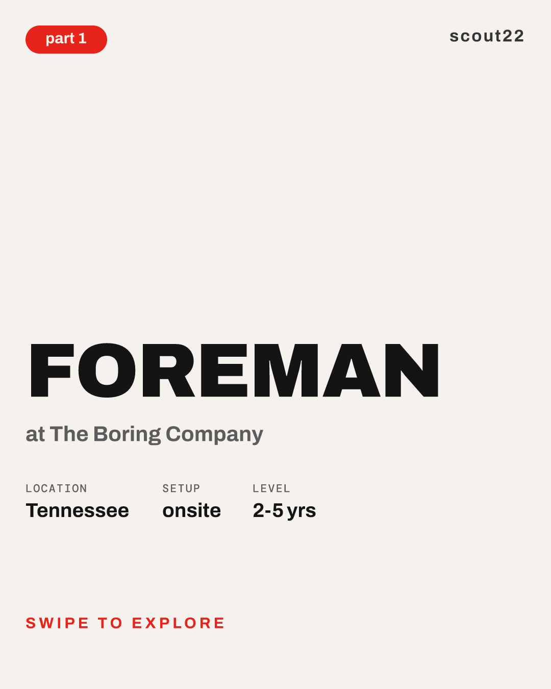Foreman at The Boring Company