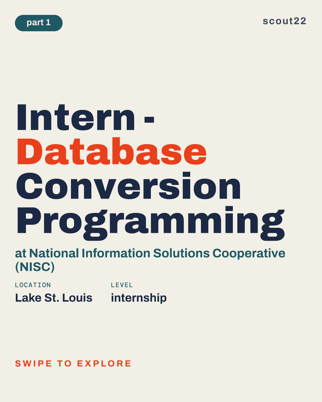 Intern - Database Conversion Programming at National Information Solutions Cooperative (NISC)