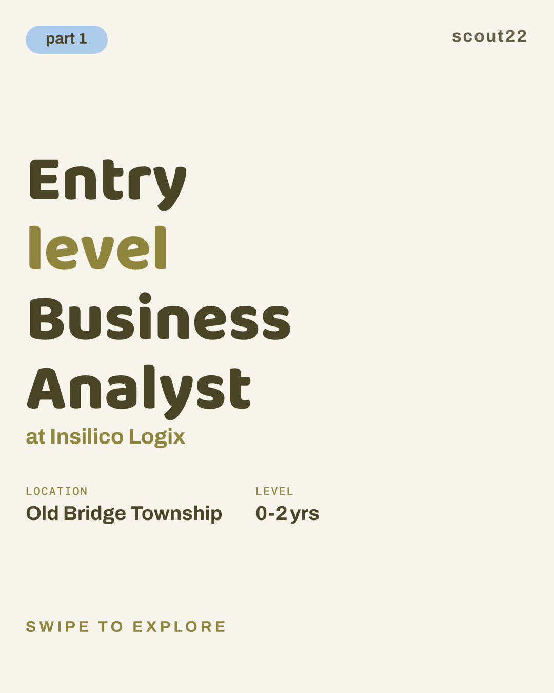 Entry level Business Analyst at Insilico Logix