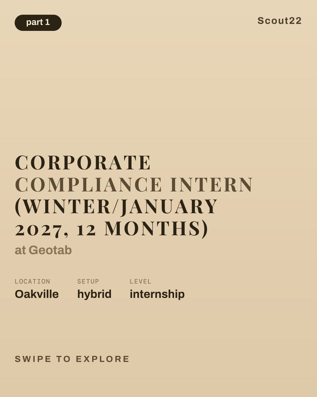 Corporate Compliance Intern (Winter/January 2027, 12 Months) at Geotab