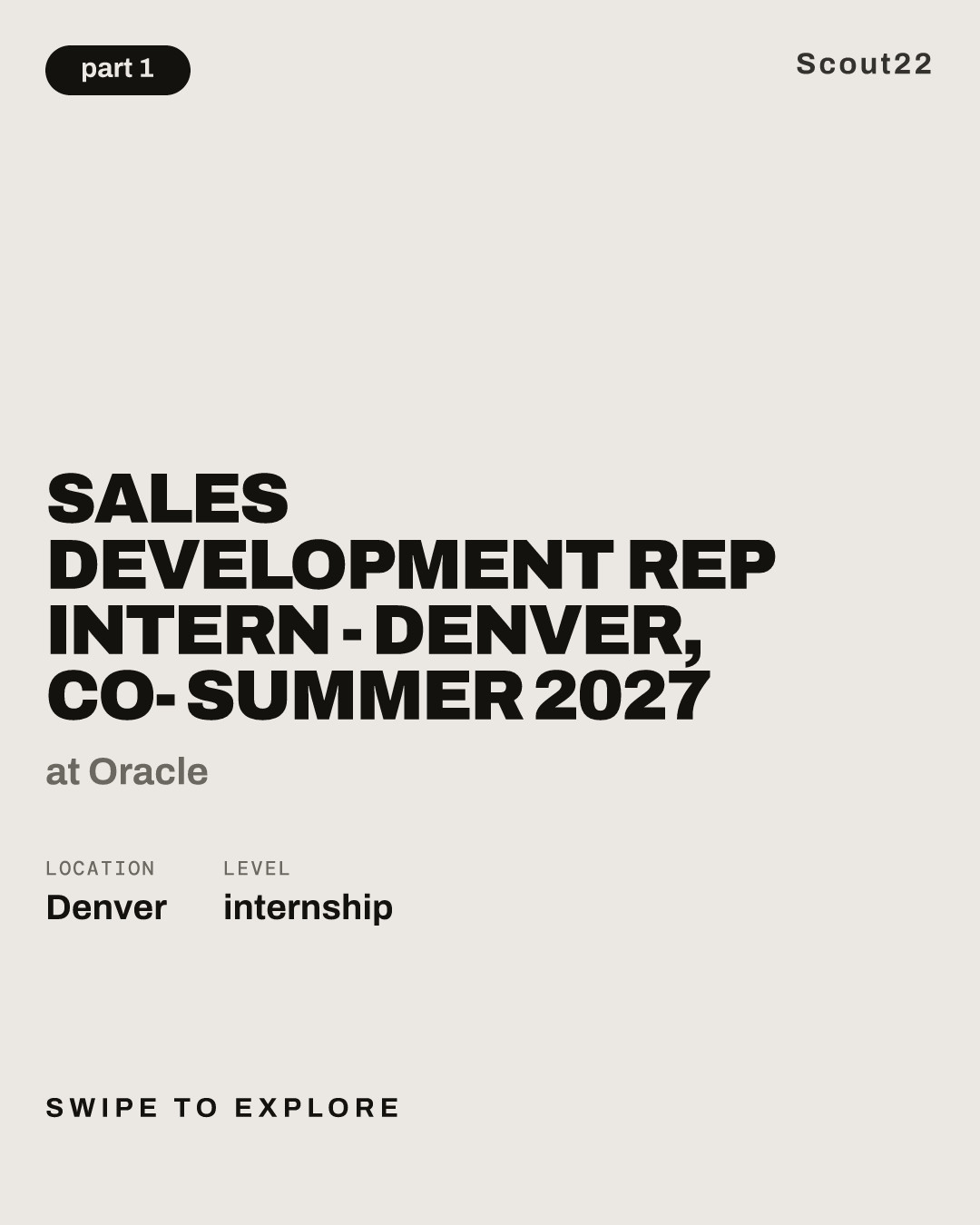 Sales Development Rep Intern - Denver, CO- Summer 2027 at Oracle