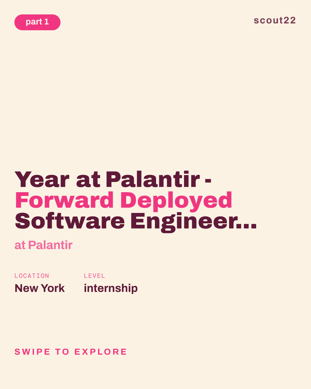Year at Palantir - Forward Deployed Software Engineer, Internship - USG at Palantir