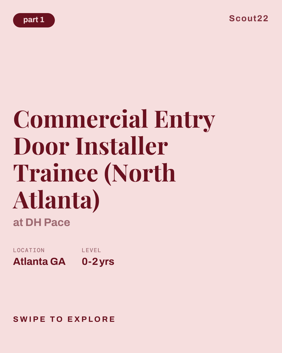 Commercial Entry Door Installer Trainee (North Atlanta) at DH Pace