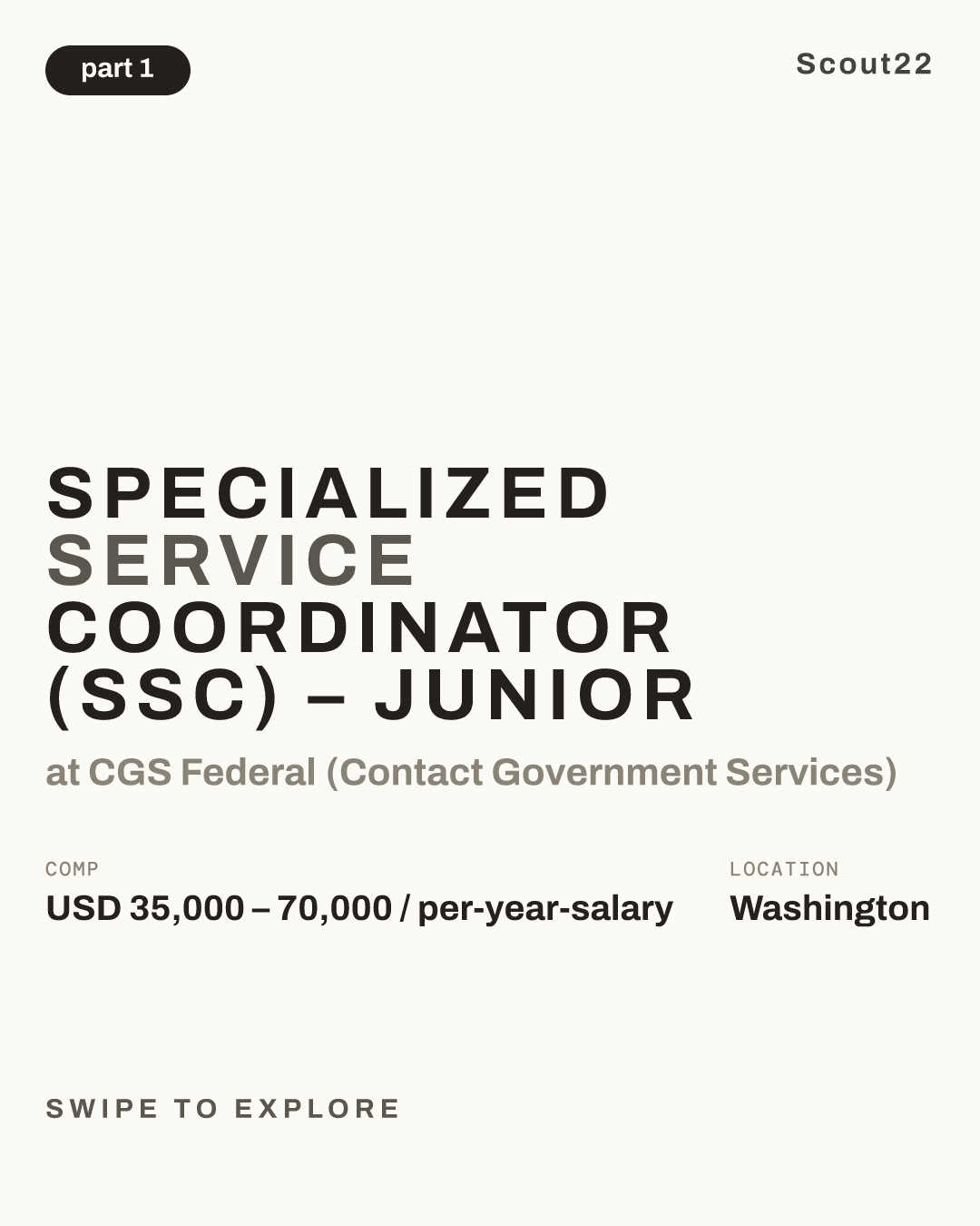 Specialized Service Coordinator (SSC) – Junior at CGS Federal (Contact Government Services)