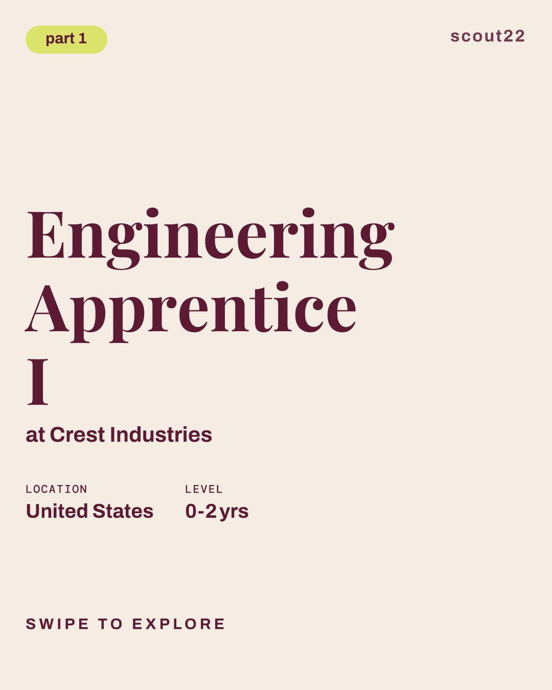 Engineering Apprentice I at Crest Industries