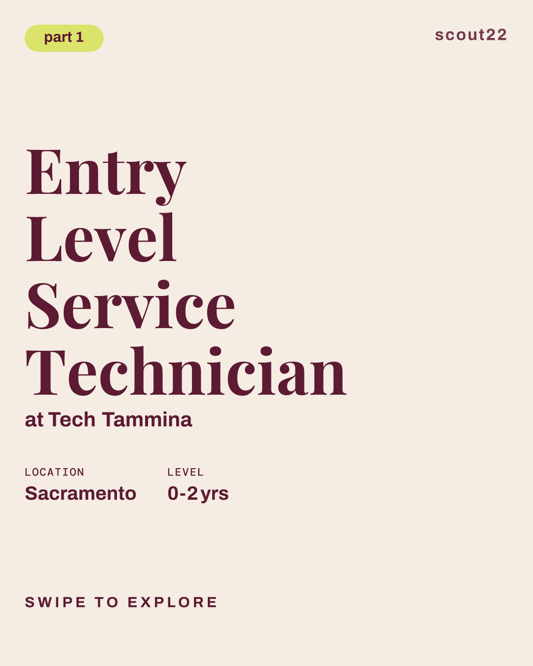 Entry Level Service Technician at Tech Tammina