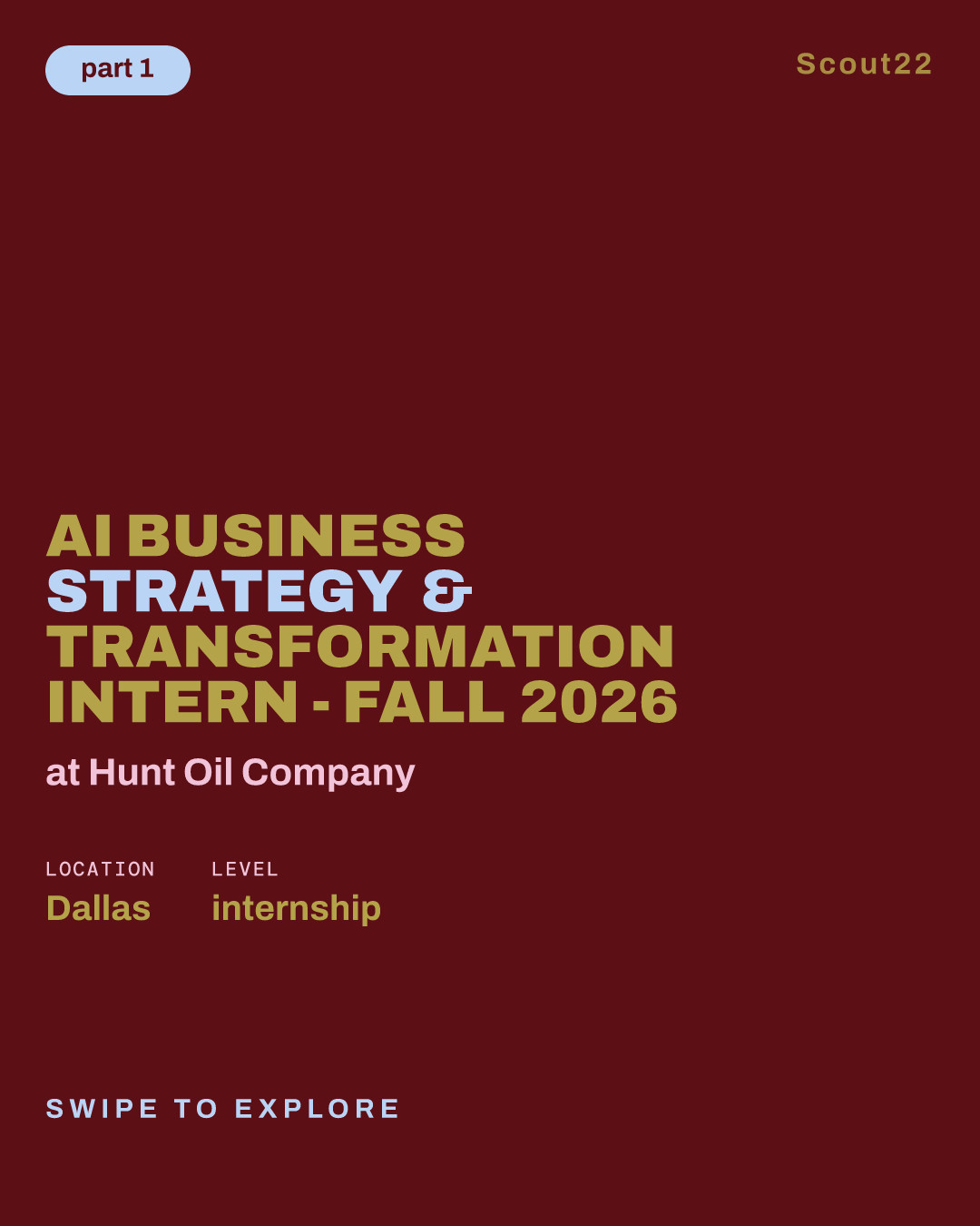 AI Business Strategy & Transformation Intern - Fall 2026 at Hunt Oil Company