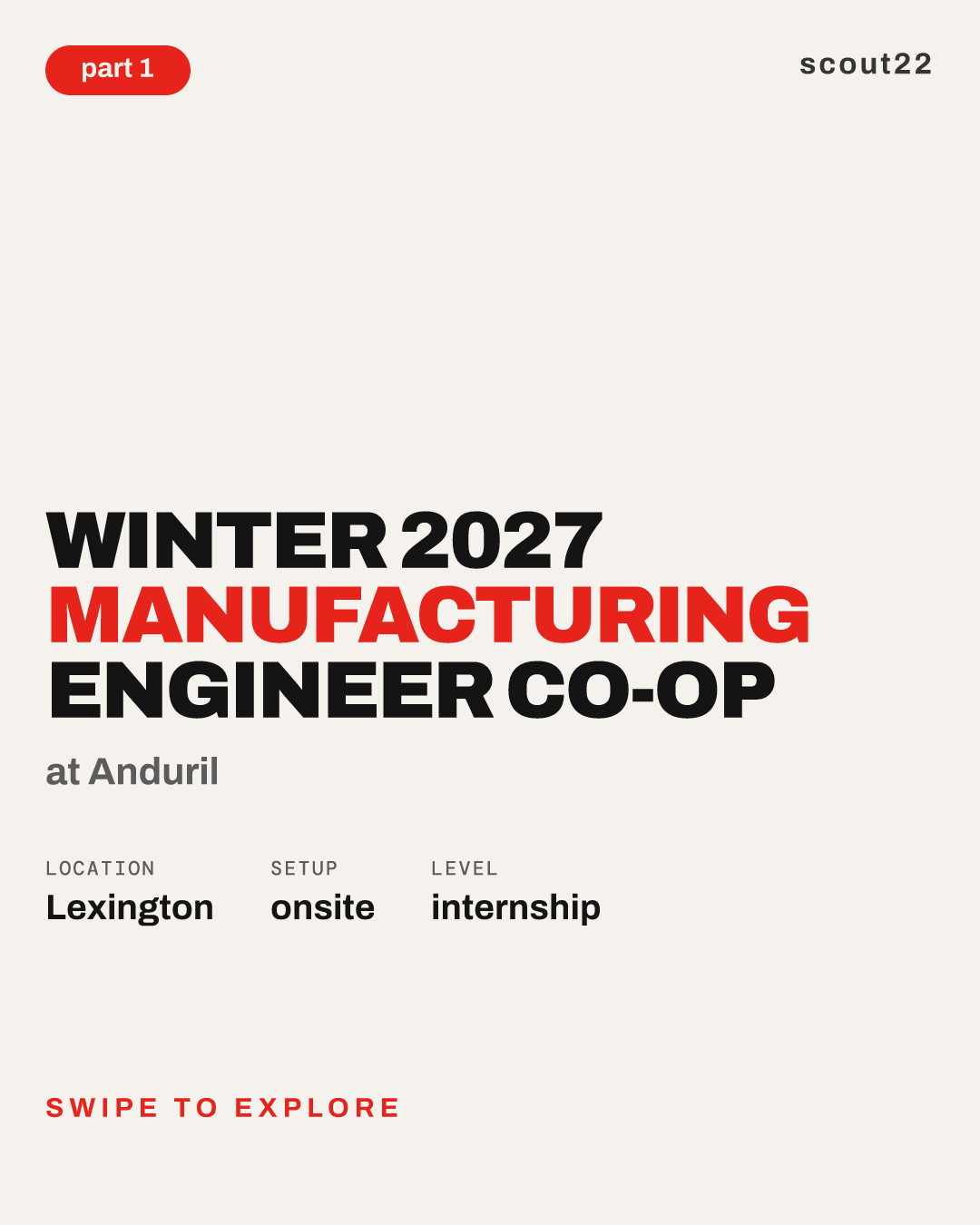 Winter 2027 Manufacturing Engineer Co-op at Anduril