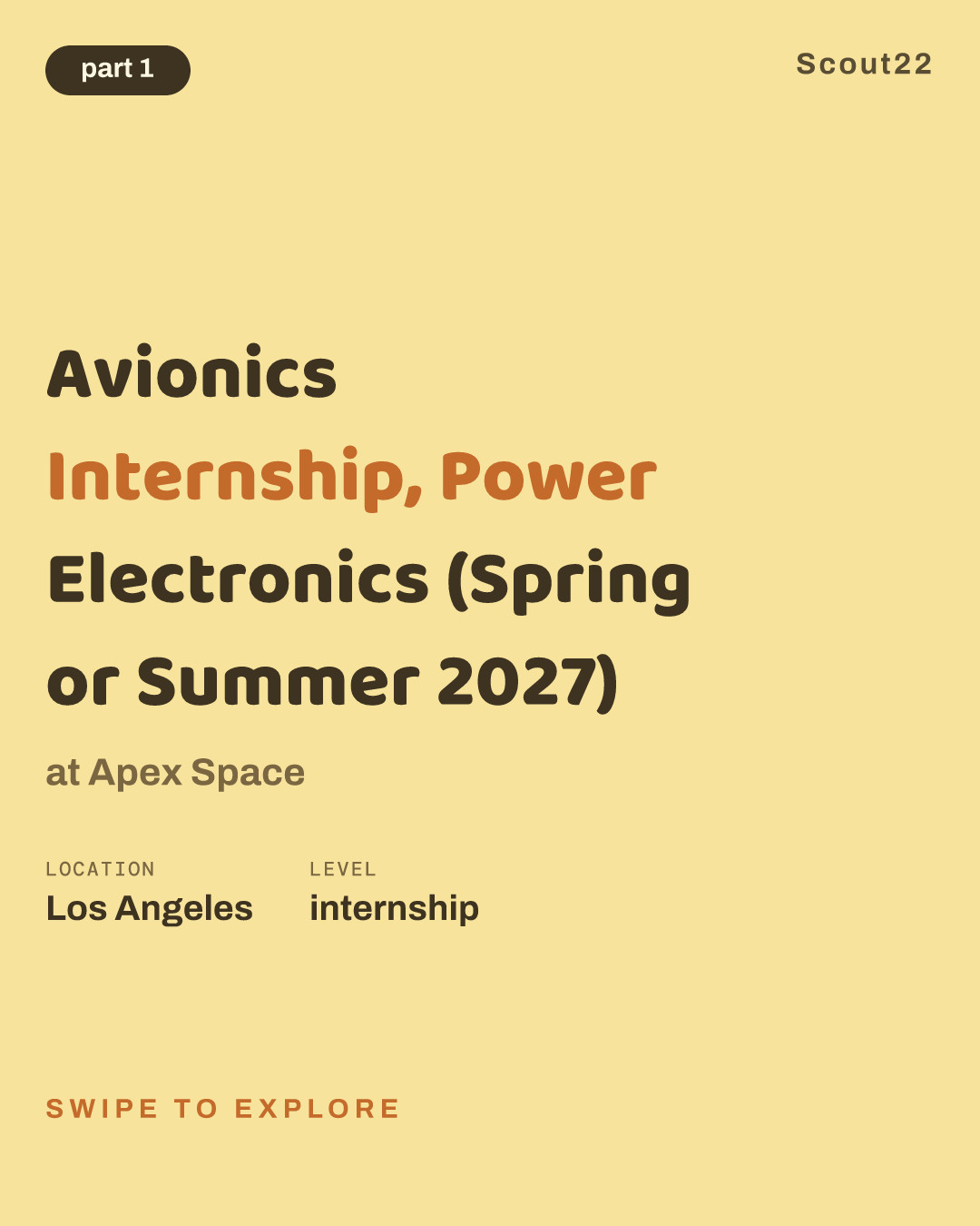 Avionics Internship, Power Electronics (Spring or Summer 2027) at Apex Space