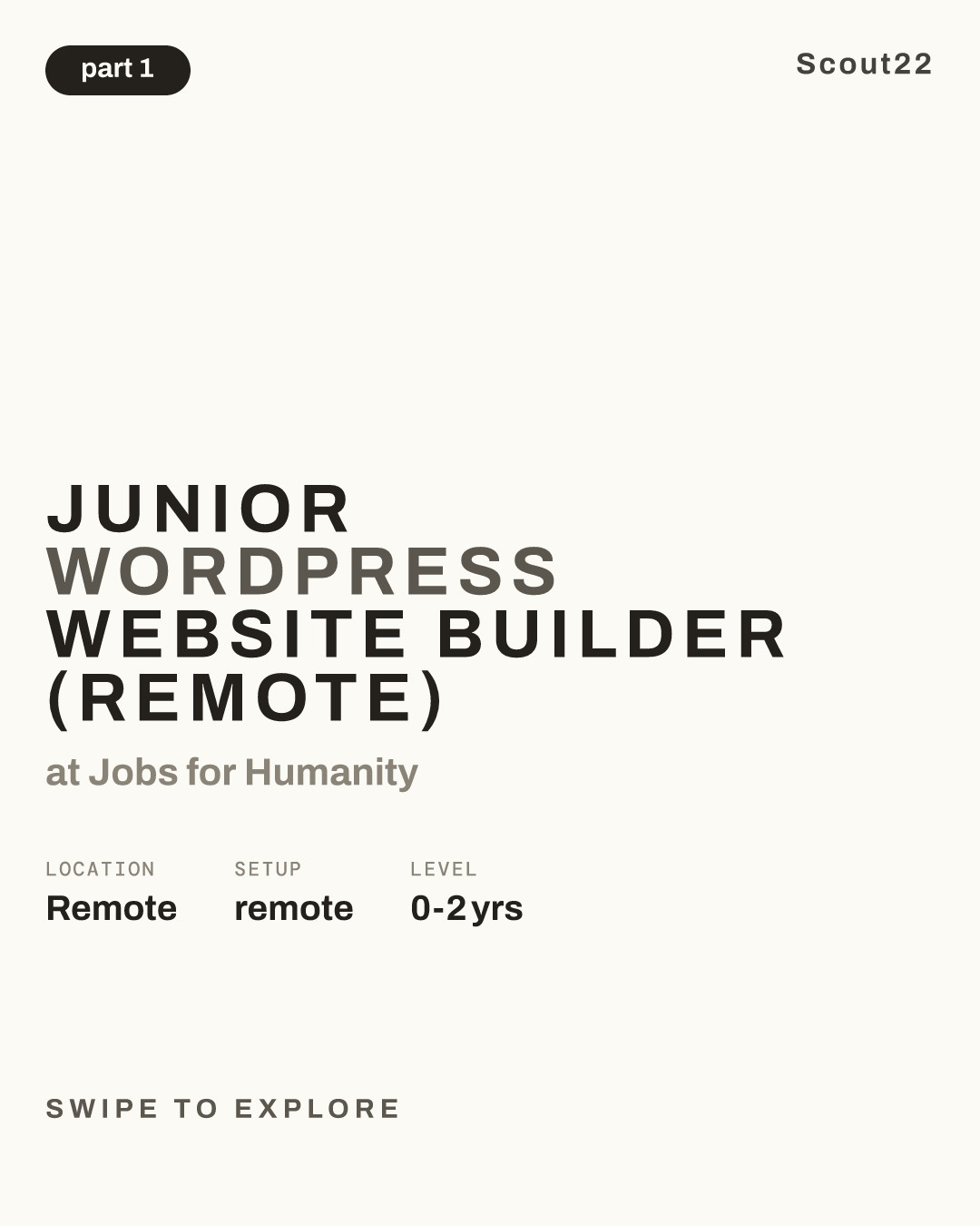 Junior WordPress Website Builder (Remote) at Jobs for Humanity