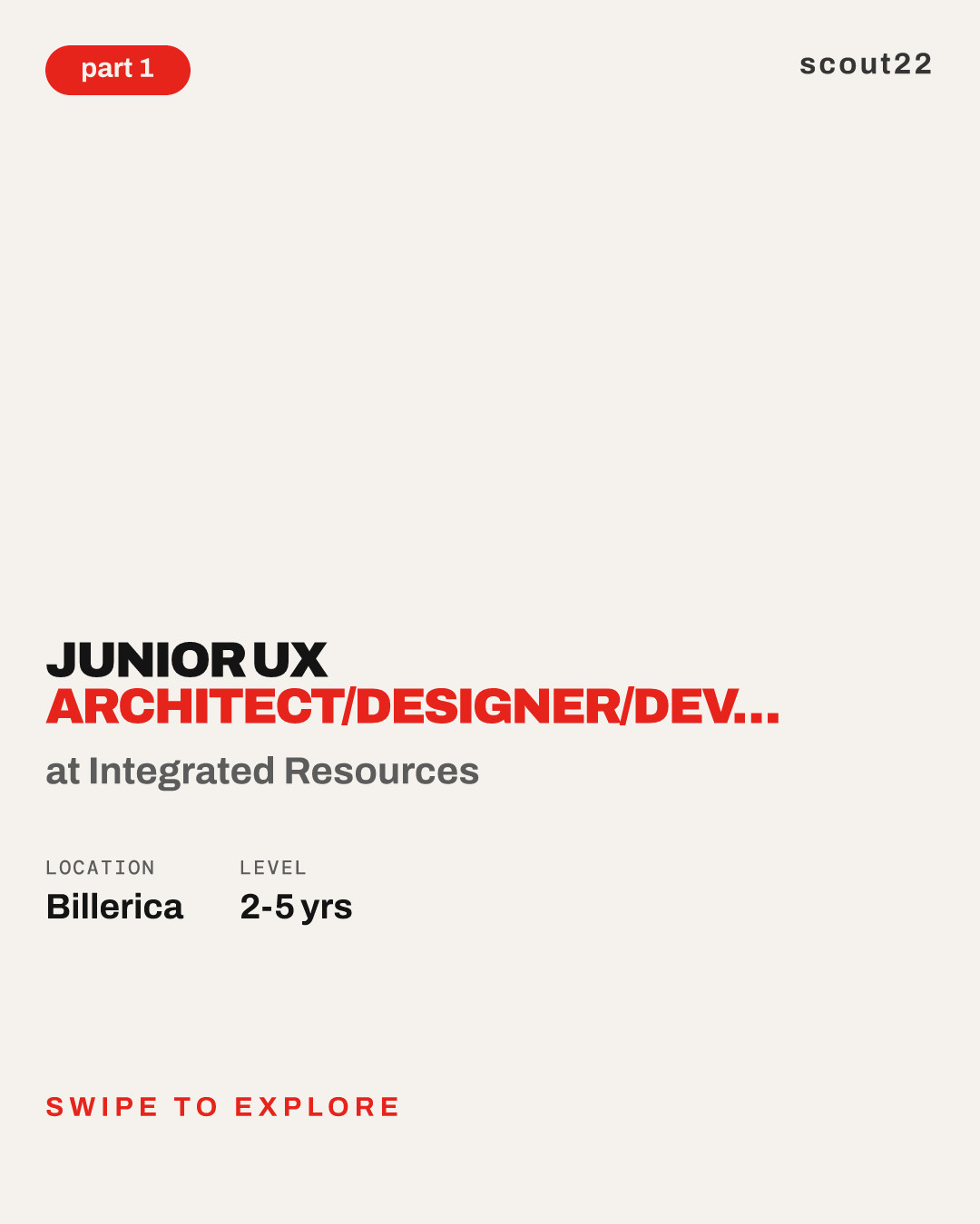 Junior UX Architect/Designer/Developer at Integrated Resources