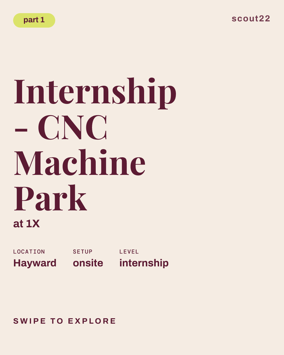 Internship - CNC Machine Park at 1X